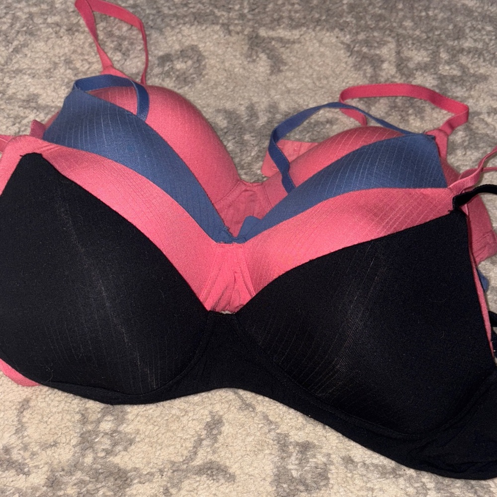 Women's Auden  Pink, Blue, and Black Bra Set never worn